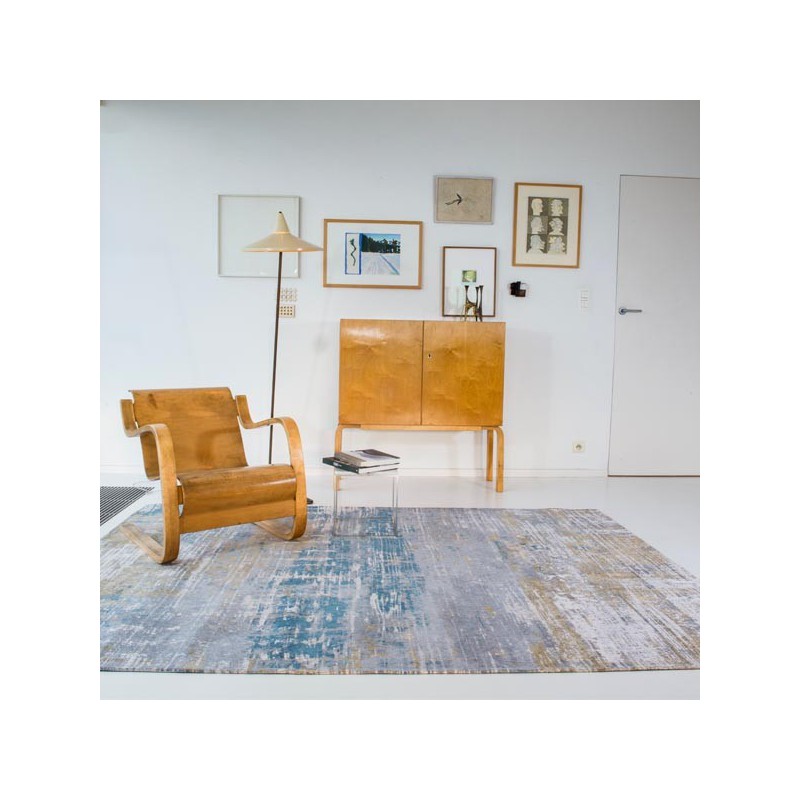 Tapis de salon design Atlantic Streaks bleu par Louis de Poortere