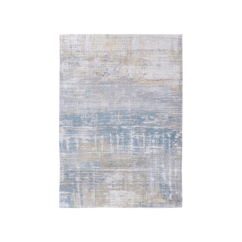 Tapis de salon tissé plat en polyester Atlantic Streaks Bleu - Louis de Poortere