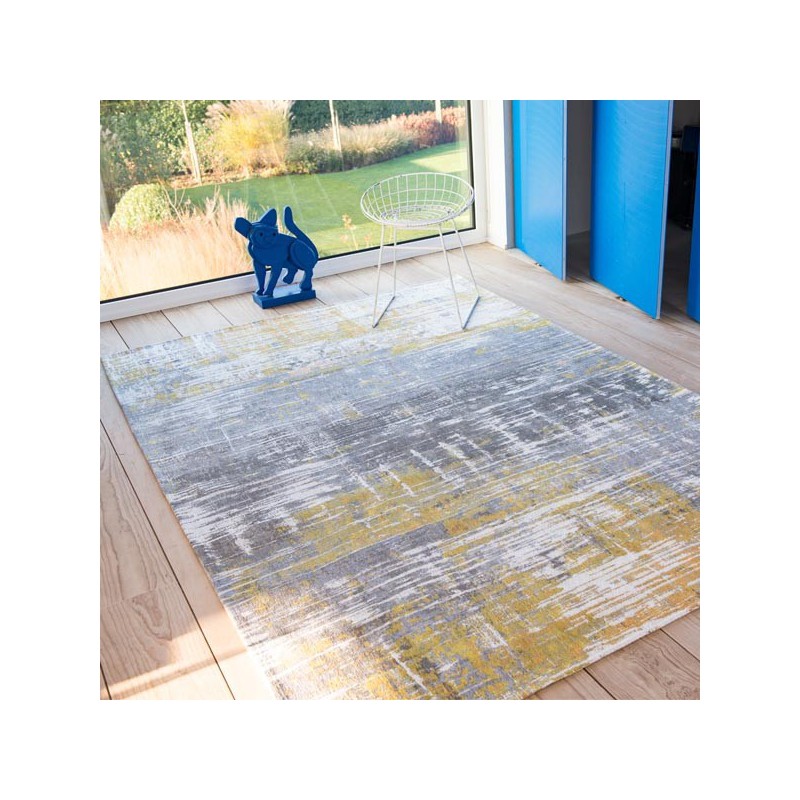 Tapis de salon design Atlantic Streaks jaune par Louis de Poortere