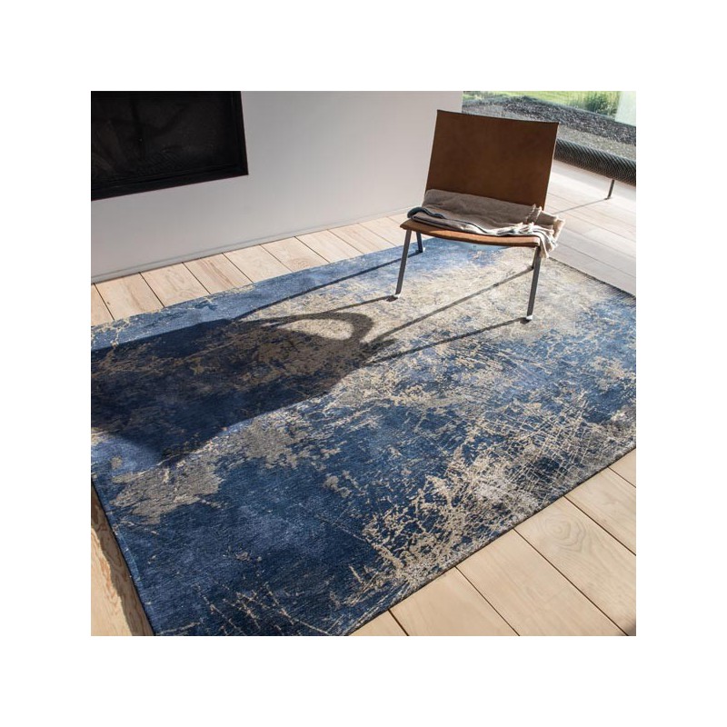 Tapis de salon design Mad Men Cracks bleu par Louis de Poortere