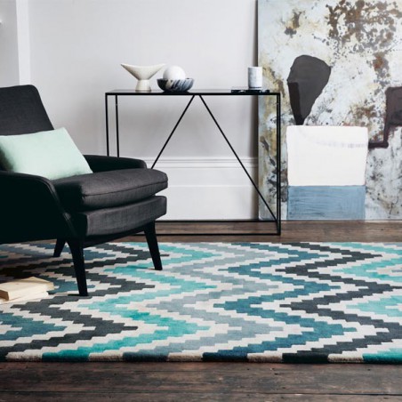 Tapis de salon design Scala teal collection Romo par Louis De Poortere Tapis de salon design Scala teal collection Romo par Louis De Poortere
