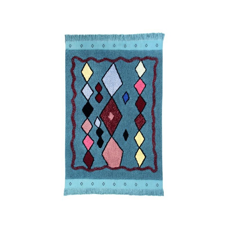 Tapis coton lavable design Morroco Draa bleu par Lorena Canals