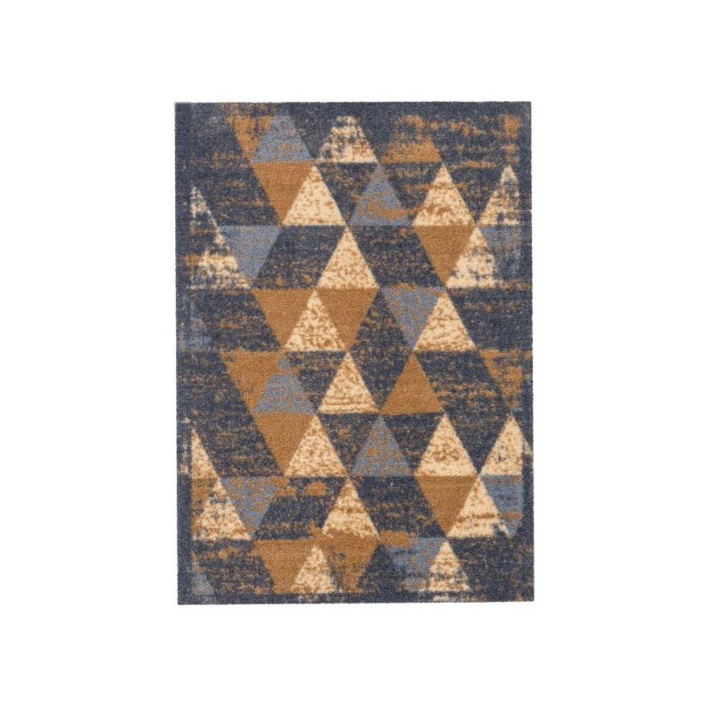 Tapis d'entrée lavable en machine Miabella motifs triangles beige par Tapis Chic collection