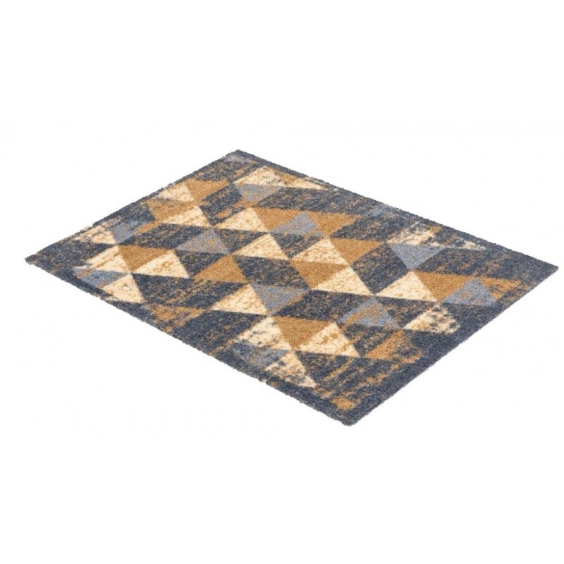 Tapis d'entrée lavable en machine Miabella motifs triangles beige par Tapis Chic collection