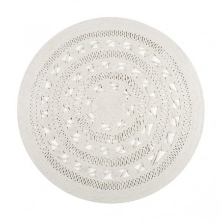 Tapis Rond Tissé Main Crochet Style Blanc par Esprit Home x 120 cm Tapis Rond Tissé Main Crochet Style Blanc par Esprit Home x 120 cm