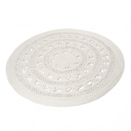 Tapis Rond Tissé Main Crochet Style Blanc par Esprit Home x 120 cm Tapis Rond Tissé Main Crochet Style Blanc par Esprit Home x 120 cm