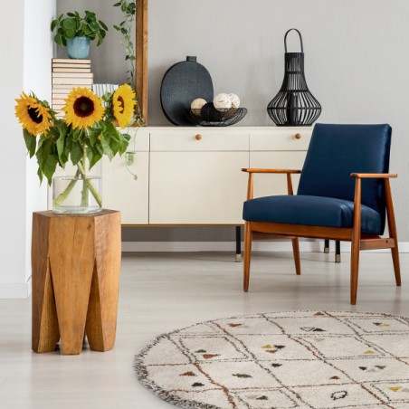 Tapis Farandole Multicolore Berbère Rond Safran x160cm par Edito Tapis Farandole Multicolore Berbère Rond Safran x160cm par Edito