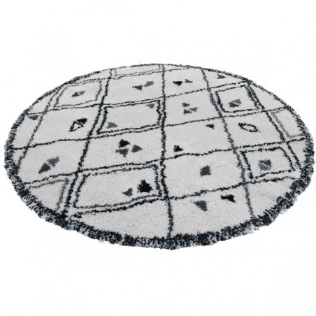 Tapis Farandole Berbère Rond Noir et Blanc x160cm par Edito Tapis Farandole Berbère Rond Noir et Blanc x160cm par Edito