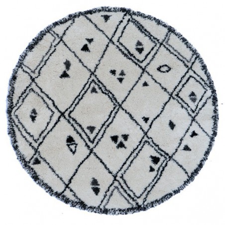 Tapis Farandole Berbère Rond Noir et Blanc x160cm par Edito Tapis Farandole Berbère Rond Noir et Blanc x160cm par Edito