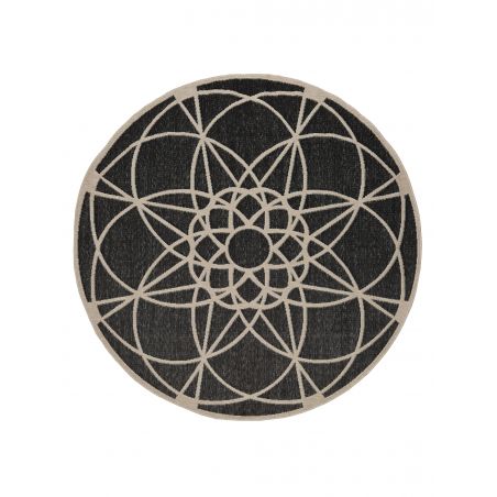 Tapis d'Extérieur Collection Skandi Look Tondo Ecru Black Tapis d'Extérieur Collection Skandi Look Tondo Ecru Black
