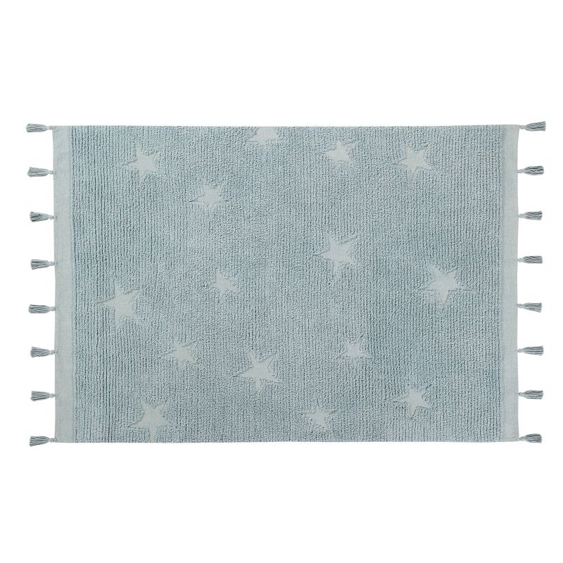 Tapis Lavable Hippy Stars Aqua Bleu