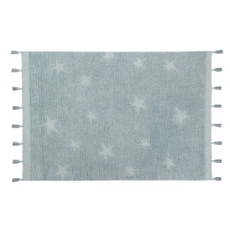 Tapis Lavable Hippy Stars Aqua Bleu