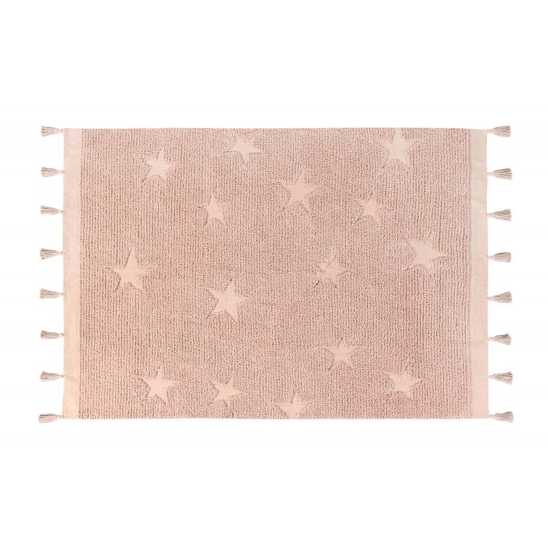 Tapis Lavable Hippy Stars Aqua Rose