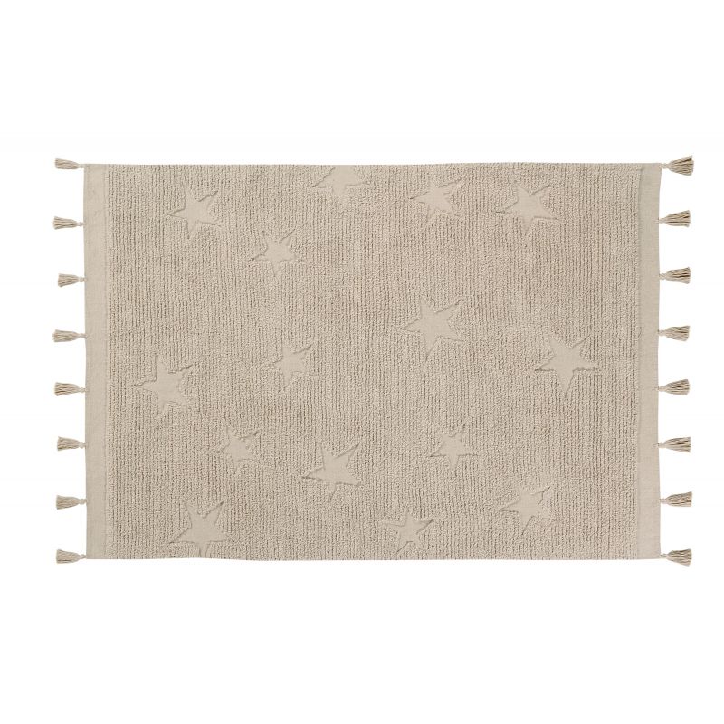 Tapis Lavable Hippy Stars Aqua Beige