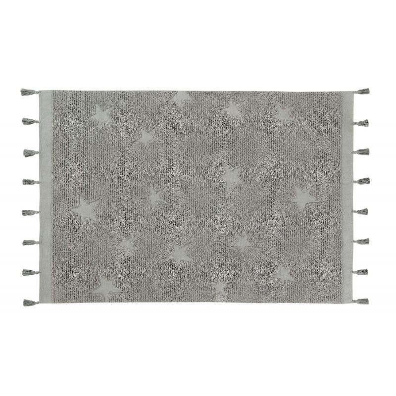 Tapis Lavable Hippy Stars Aqua Gris