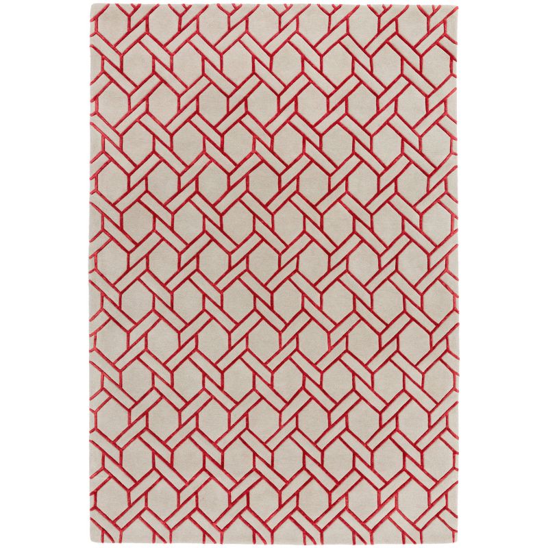 Tapis moderne Kaveri argent et rouge