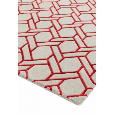 Tapis moderne Kaveri argent et rouge Tapis moderne Kaveri argent et rouge