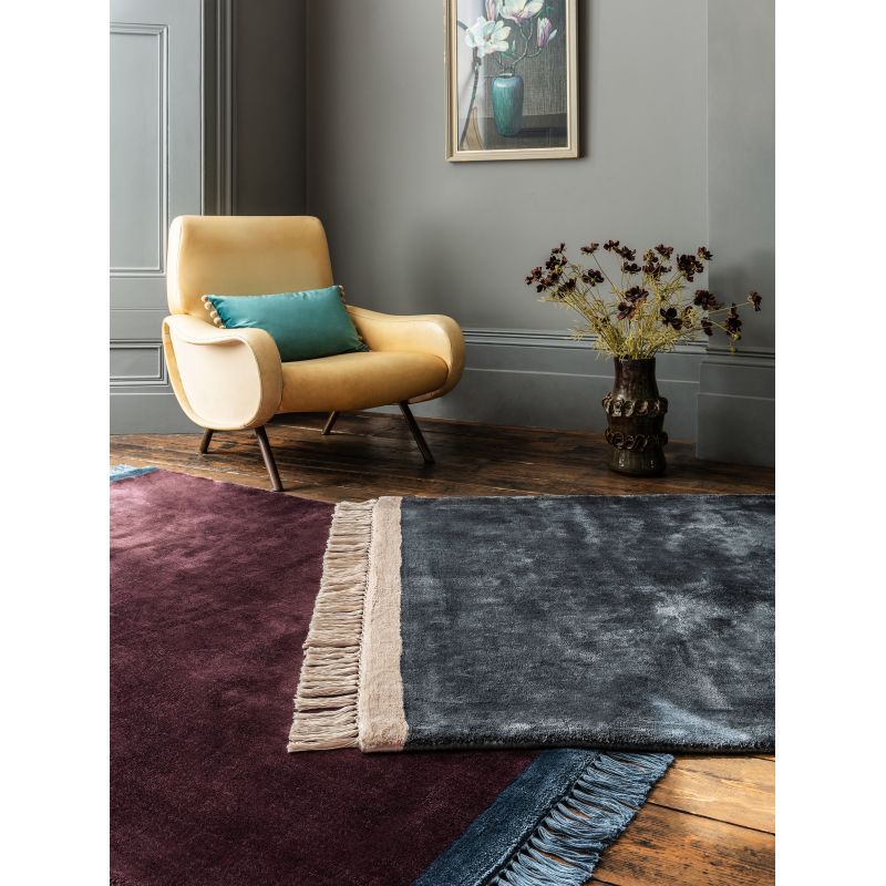 Tapis moderne Mekong pétrol et rose