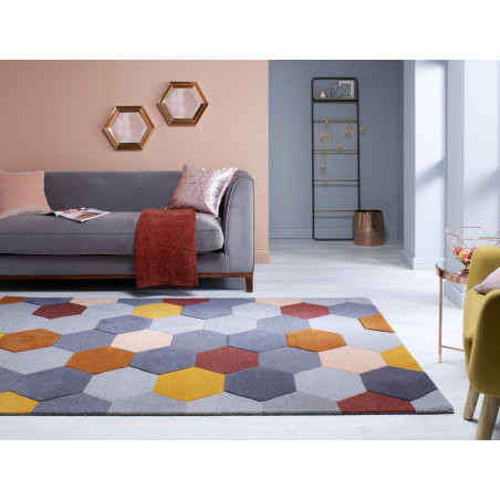 Tapis Design Géométrique Moderno Munro rouille multi Tapis Design Géométrique Moderno Munro rouille multi