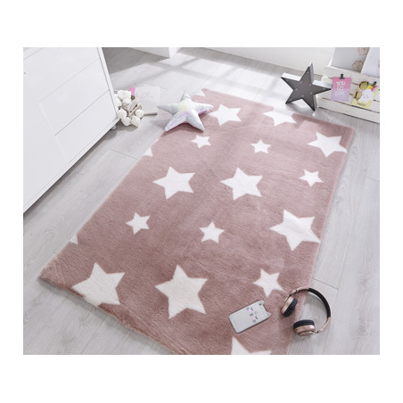 Tapis Enfant Pick'n Mix Etoiles rose bonbon 90 x 150 cm
