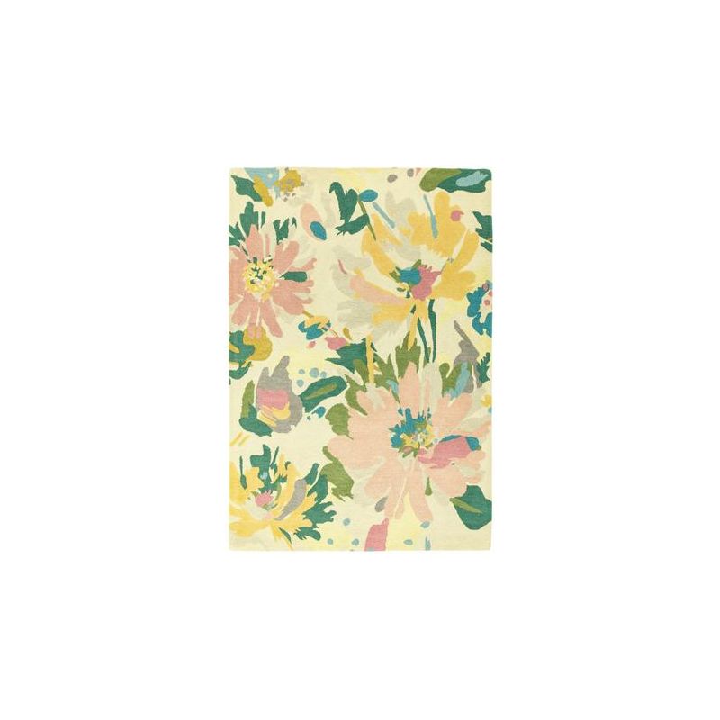 Tapis contemporain Jardin des Fleurs rose multi