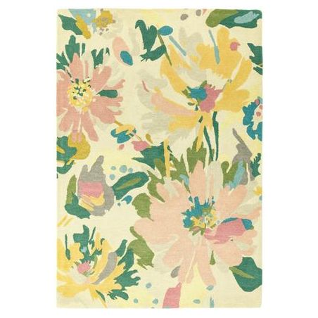 Tapis contemporain Jardin des Fleurs rose multi