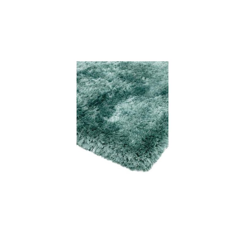 Tapis de bureau moderne uni turquoise à poils longs Monceau