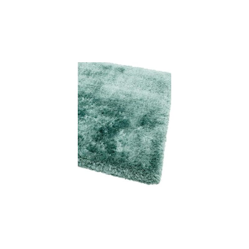 Tapis à poils longs en fibres synthétiques couleur turquoise