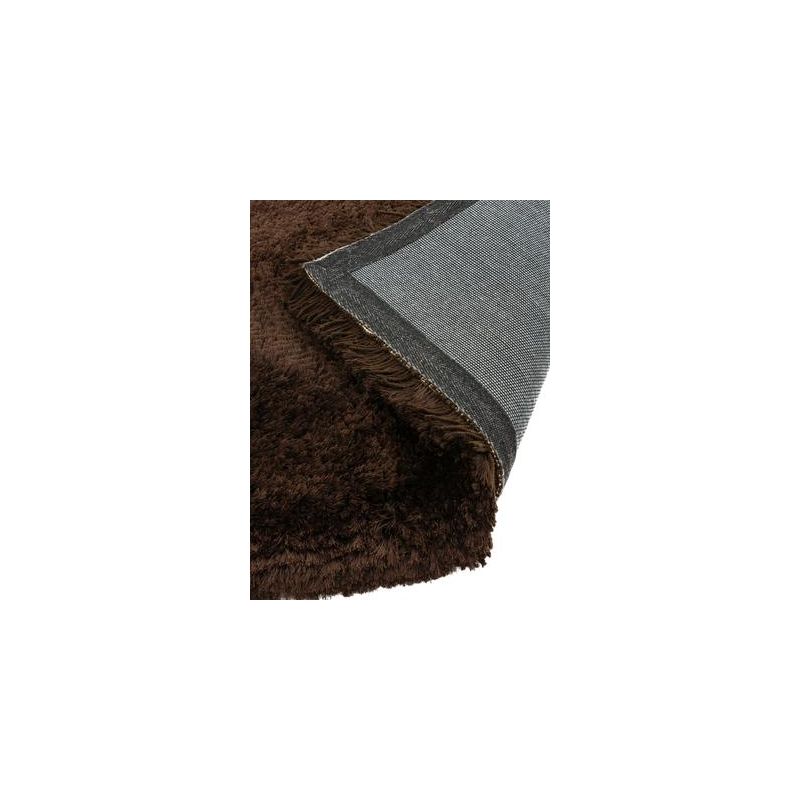 Tapis à poils longs en fibres synthétiques couleur chocolat