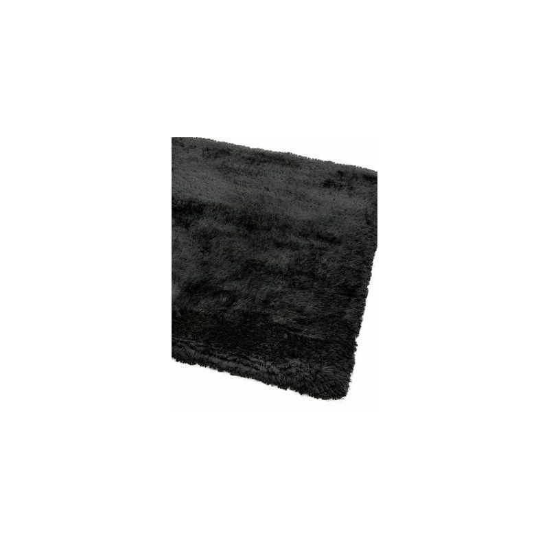 Tapis de bureau moderne uni noir à poils longs Monceau