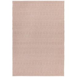 Tapis de salon graphique en laine et coton tissé rose