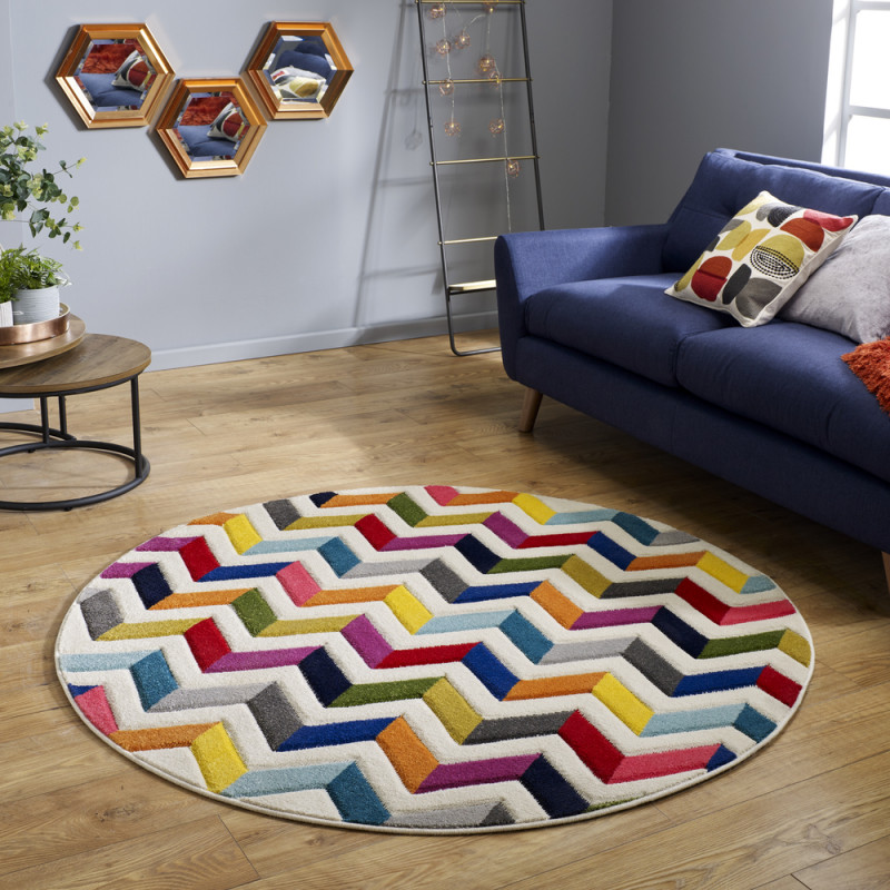 Tapis Design Rond Multicolore Bolero