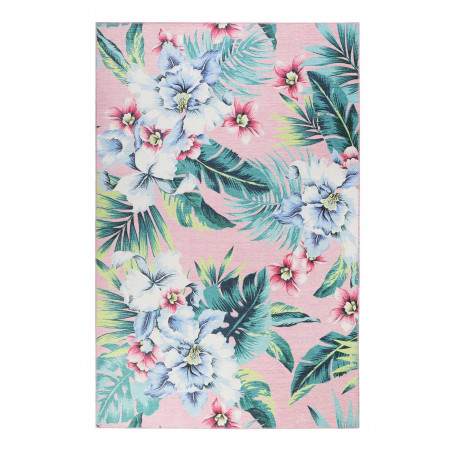 Tapis de salon fleuri bleu et rose Tapis de salon fleuri bleu et rose
