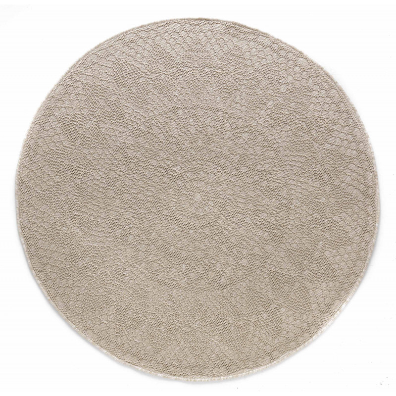 Tapis de chambre rond Crochet Ivoire