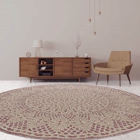 Tapis de chambre rond Crochet Rose Tapis de chambre rond Crochet Rose