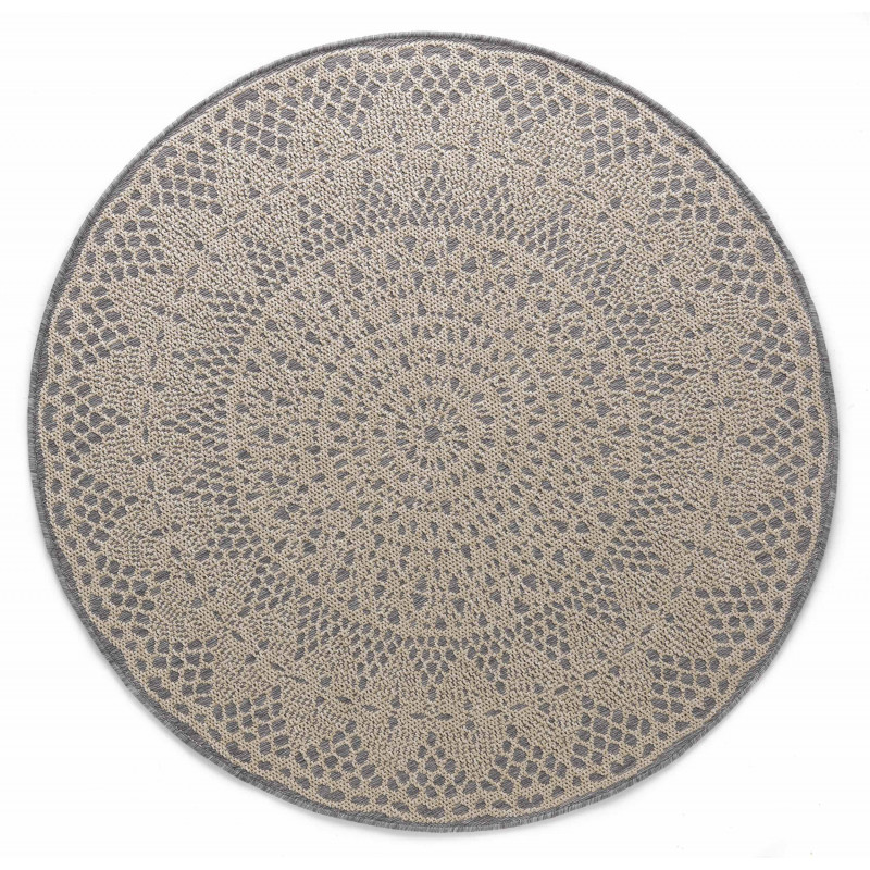 Tapis de chambre rond Crochet Gris