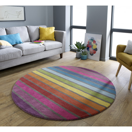 Tapis coloré Rond en pure Laine Multicolore Candy Tapis coloré Rond en pure Laine Multicolore Candy