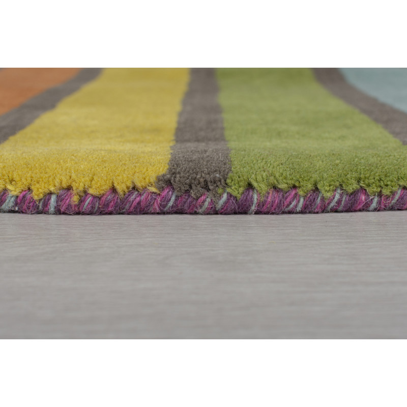 Tapis coloré Rond en pure Laine Multicolore Candy