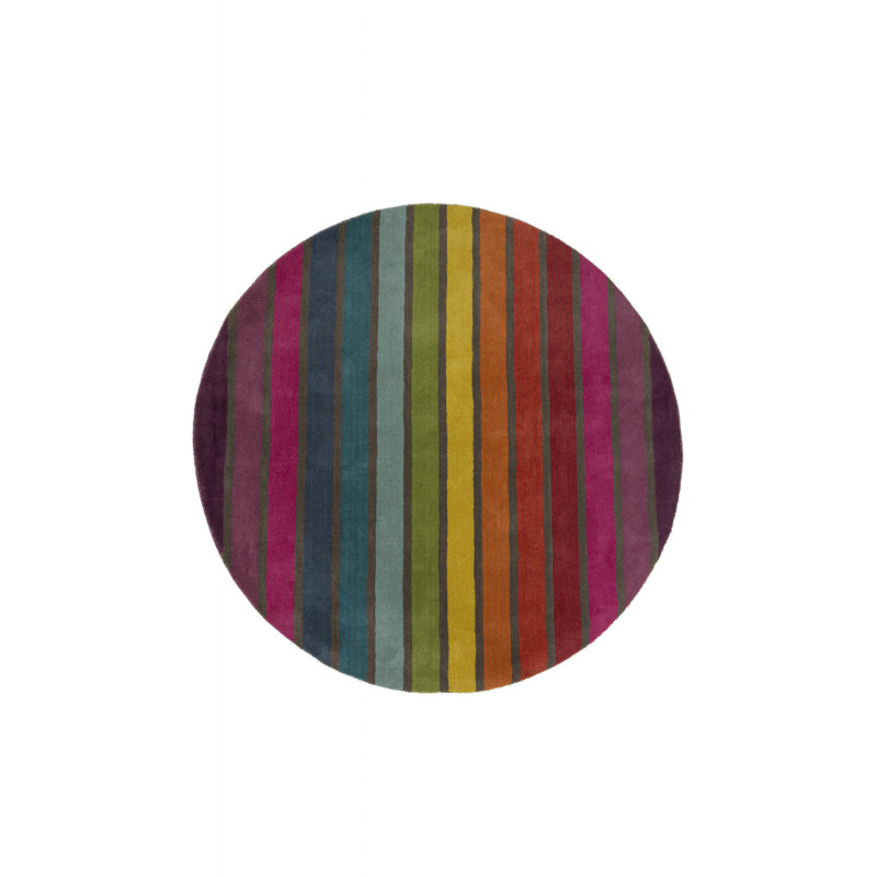 Tapis coloré Rond en pure Laine Multicolore Candy