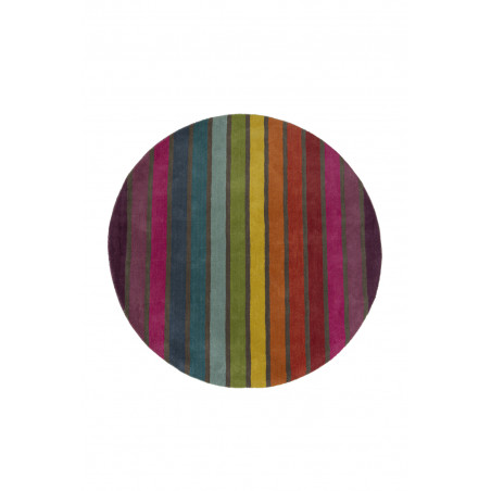 Tapis coloré Rond en pure Laine Multicolore Candy