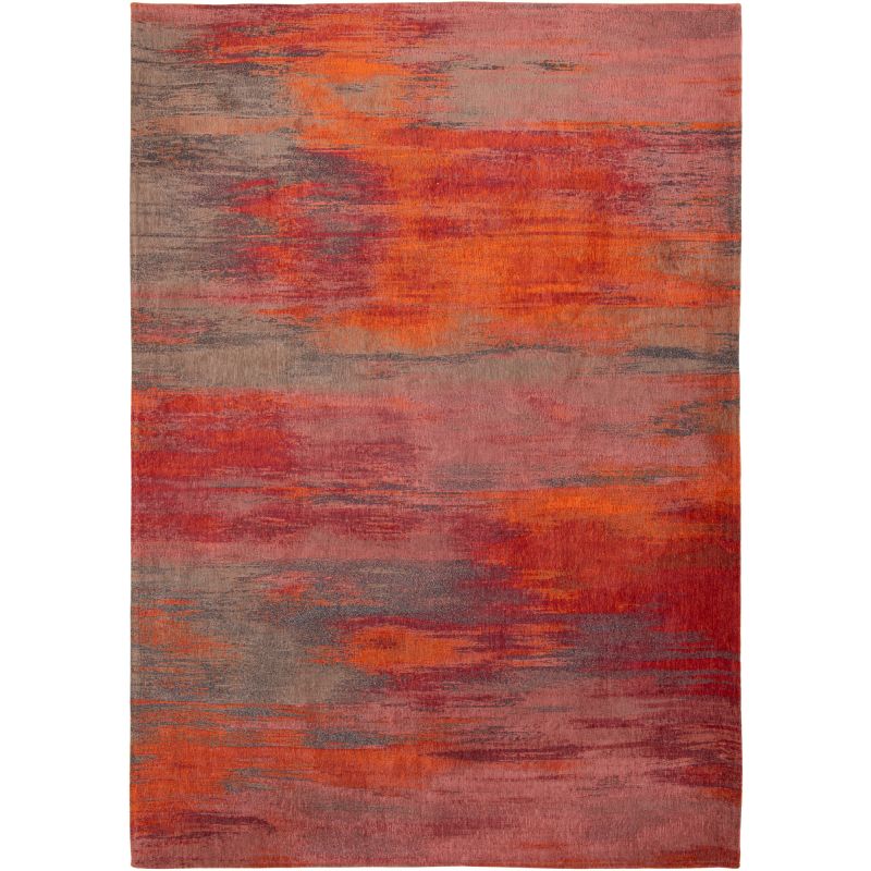 Tapis contemporain Monetti rouge en coton et polyester