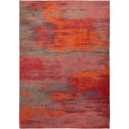 Tapis contemporain Monetti rouge en coton et polyester