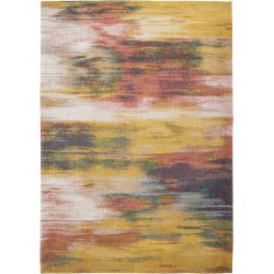 Tapis contemporain Monetti ochre en coton et polyester