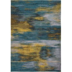 Tapis contemporain Monetti bleu en coton et polyester