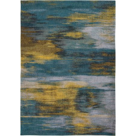 Tapis contemporain Monetti bleu en coton et polyester Tapis contemporain Monetti bleu en coton et polyester