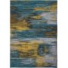 Tapis contemporain Monetti bleu en coton et polyester