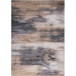 Tapis contemporain Monetti beige et marron en coton et polyester