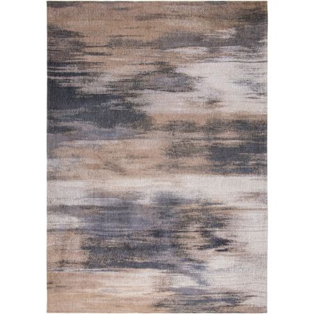 Tapis contemporain Monetti beige et marron en coton et polyester