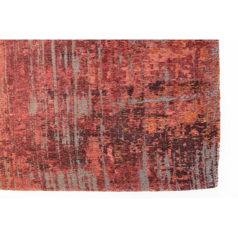 Tapis de salon tissé plat Streaks Rouge en coton et polyester