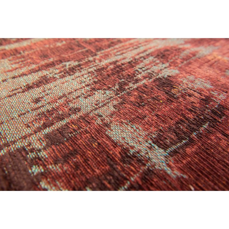 Tapis de salon tissé plat Streaks Rouge en coton et polyester